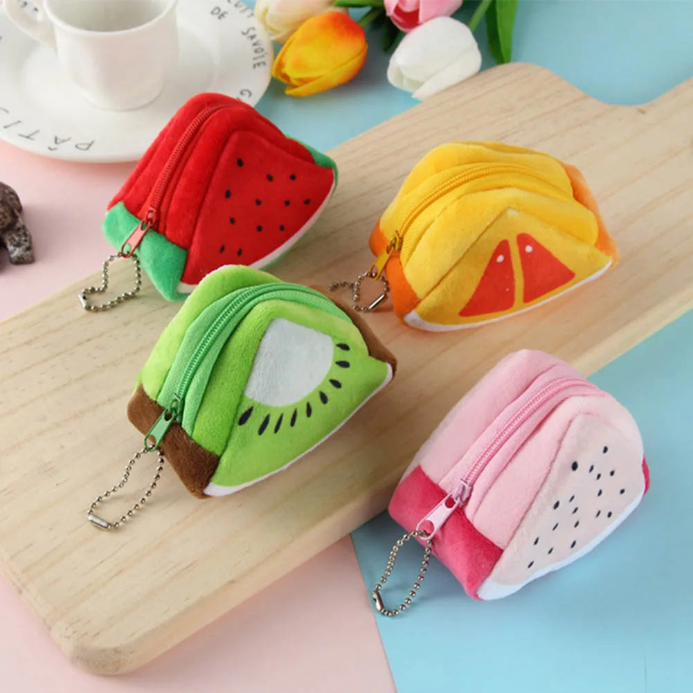 🍉🍊Adorable Fruit Plush Coin Pouch - Mini Wallet for Sweeties! 💖✨