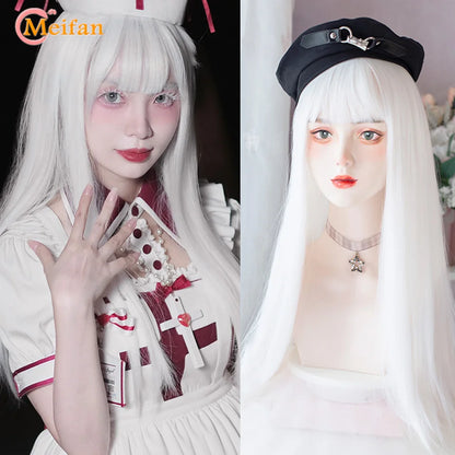 Kawaii Ombre Pink & Blonde Long Straight Wig 🎀✨ - Cute Lolita Cosplay Hair for Parties & Halloween! 🌸🖤