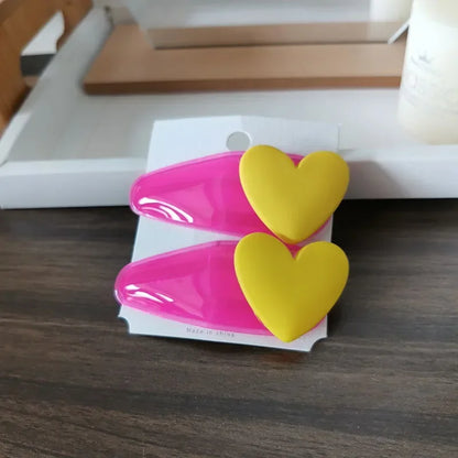 ❤️✨ Sweet Heart Vibes: Adorable 2pc Colorful Hairpin Clips for Girls & Kids! 🦄🌈 - Pixie Quill