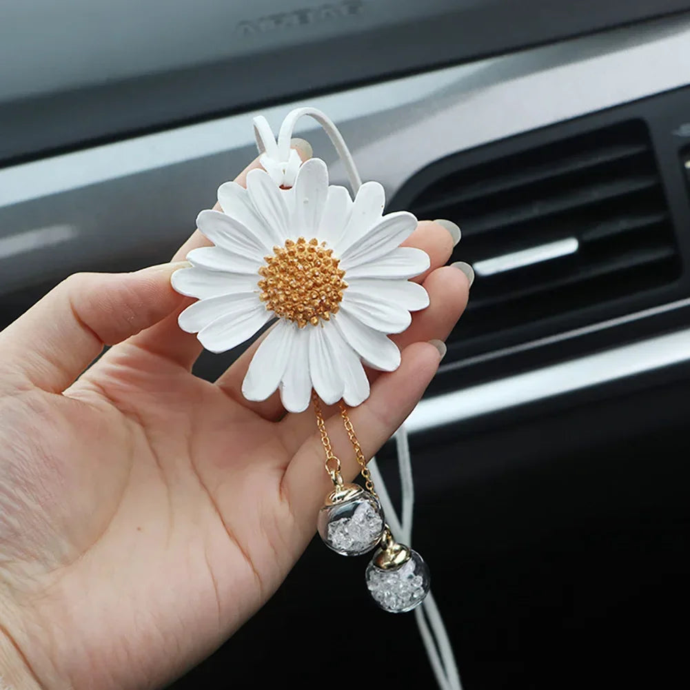 Charming Kawaii Daisy Car Mirror Pendant 🌼✨ | Adorable Plaster Decoration for Auto & Home!