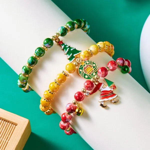 Whimsical Christmas Bracelet With Santa Snowman Star Pendant Jewelry Adjustable🎄