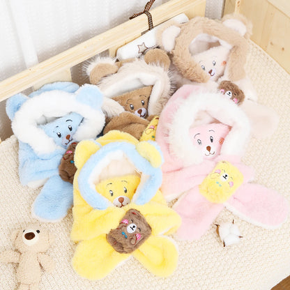 Winter Kids Scarf Hat Mask Set Plush Beanie 1-6 Years ❄️🧣🐻