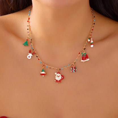 Christmas Snowflake Gingerbread Tree Pendant Necklace Unisex Beads Charm ❄️🎄