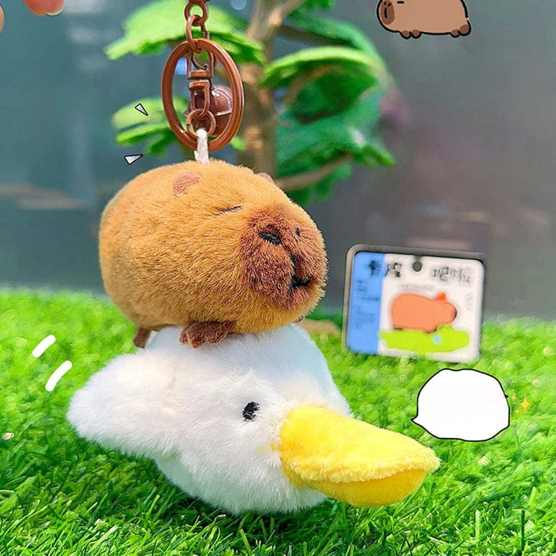 Kawaii Capybara Plush Keychain 🐾 | Adorable Fluffy Bag Pendant 🎒 | Perfect Gift for Kids & Party Fun 🎉