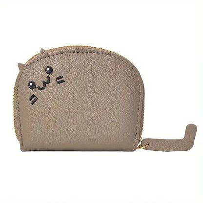 Cartoon Cat Wallet With Card Slots Zipper Coin Holder PU Leather 🐱💖