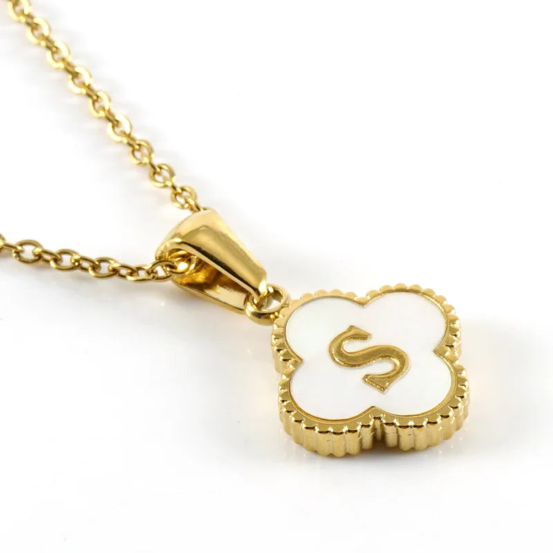 Charming Kawaii Stainless Steel Initial Necklace for Her 🌸✨ | Cute White Chain Jewelry - Perfect Valentine’s Day Gift! 💖