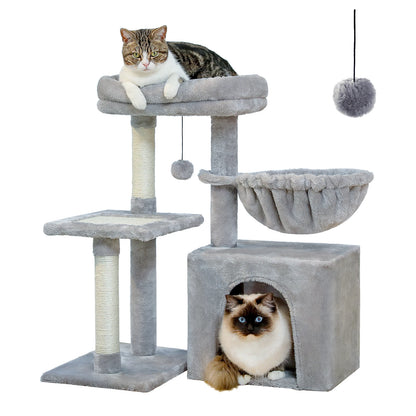 Whisker Wonderland Cat Tree Tower For Indoor Cats Grey Two Styles With Scratching Posts Hammock Top Perch 🐱🪵