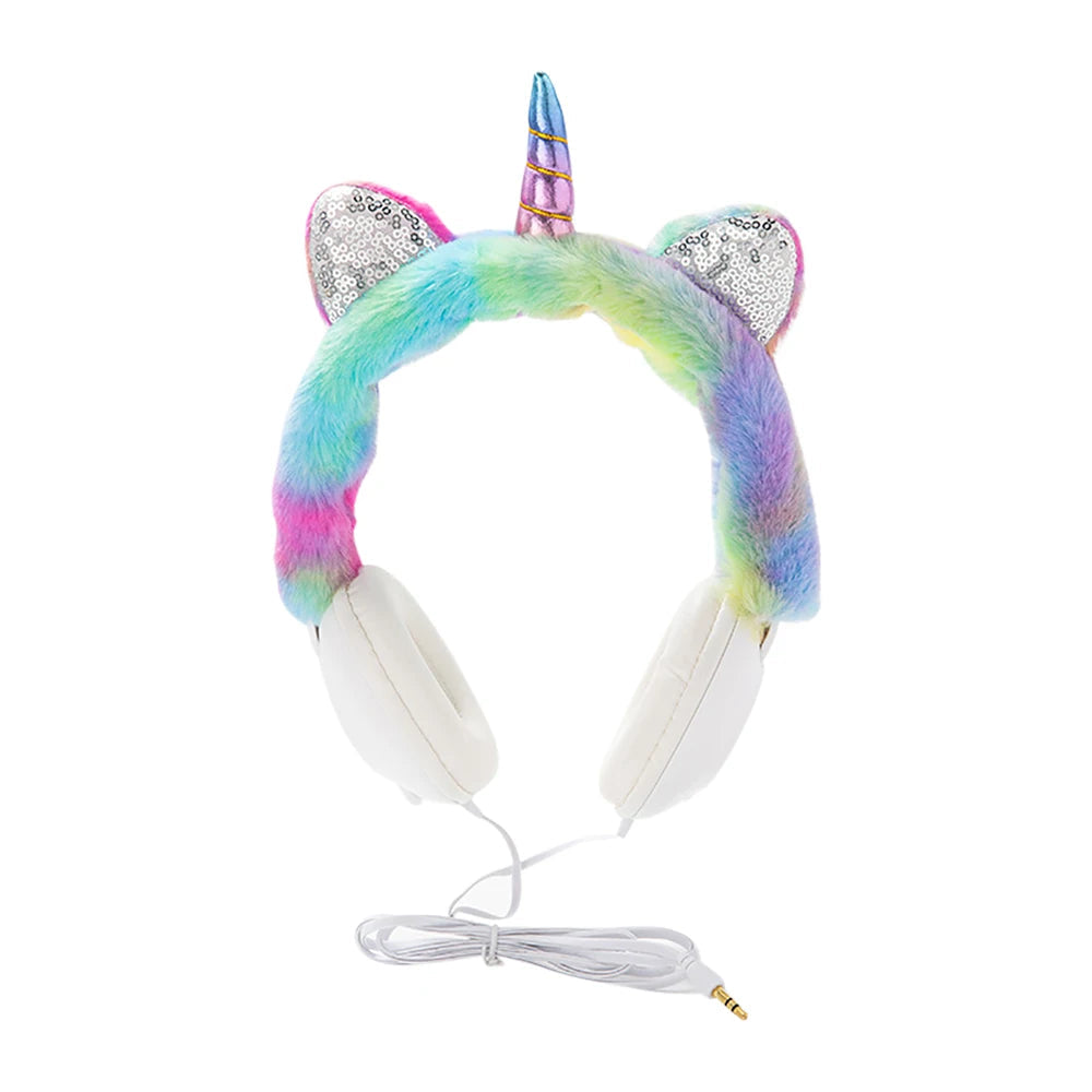 Kawaii Unicorn Ear Headphones 🦄🎧 - Adorable Over-Ear Wired Headset for Kids with 106dB Volume & 1.2m Cable! Perfect for Music, Gaming & Fun!