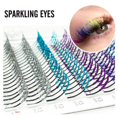 ✨ Kawaii DIY Glitter Lash Extensions 🎉 | Colorful Faux Mink for Festive Fun! 🌈