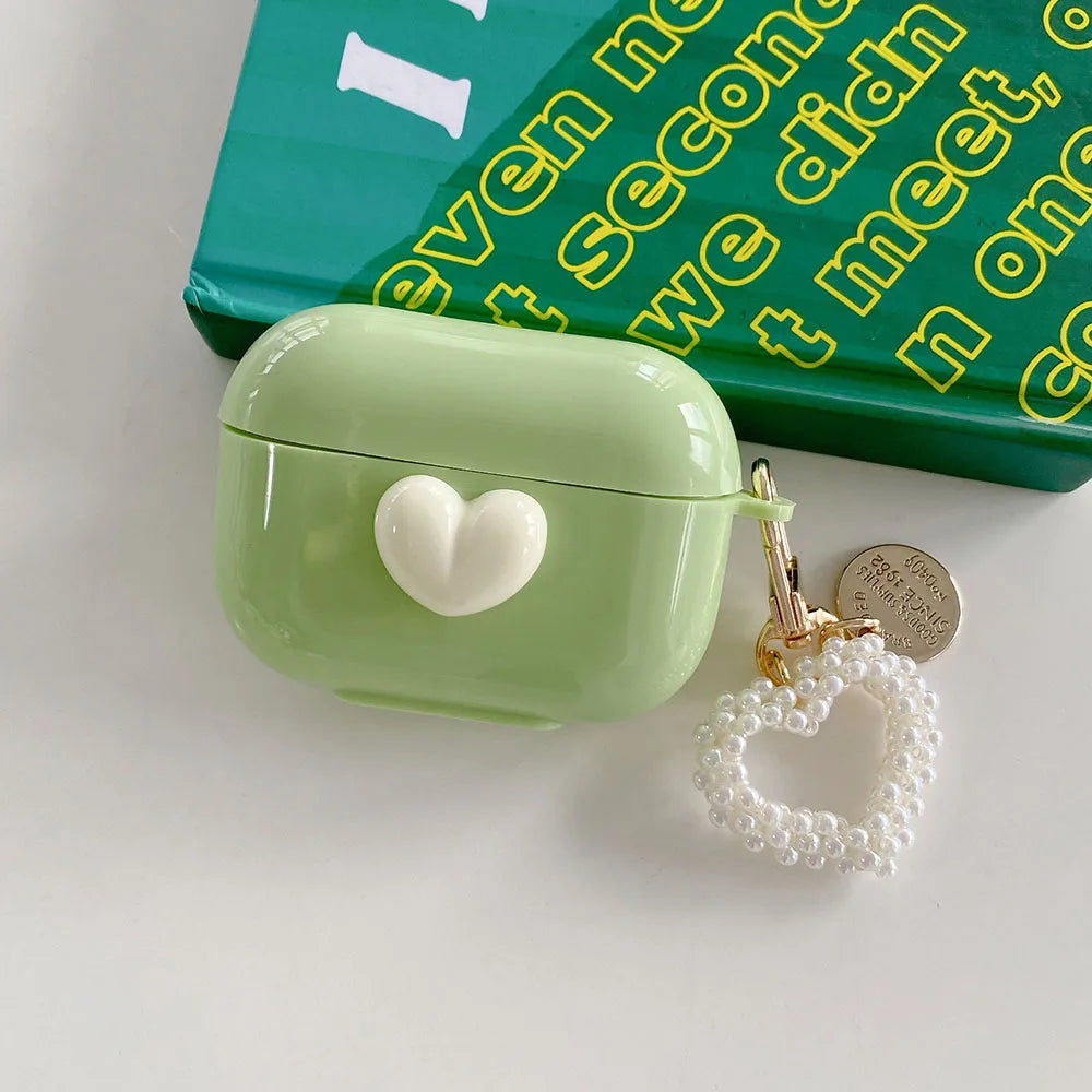 💕 Adorable 3D Heart Earbud Case for AirPods 🎧✨ - Cute Peach Love Design with Keyring! 🍑❤️ - Pixie Quill