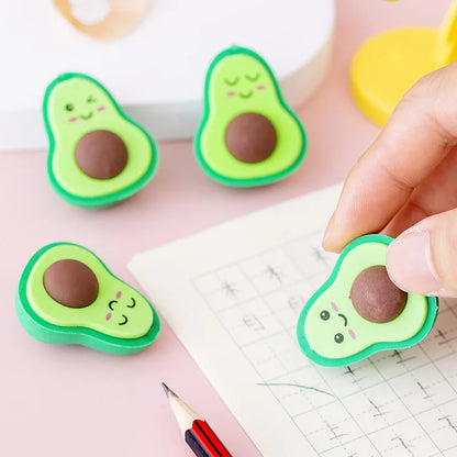 🍏✨ Adorable Avocado Friends: 4-Piece Fun Eraser Set for Kids! 🌟🥑