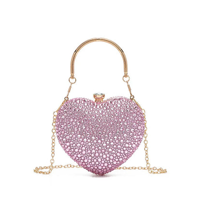 Sparkling Kawaii Heart-Shaped Crystal Clutch 🌟💖 | Rhinestone Evening Bag for Weddings & Parties 🎉✨