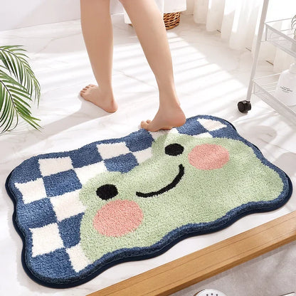 Kawaii Frog & Bear Plush Bath Mat 🐸🧸 | Non-Slip, Ultra-Absorbent Bathroom Rug for Cozy Decor! 🌟✨