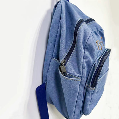Kawaii Custom Mini Denim Backpack 🎀✨ | Personalized Embroidery Name 💖 | Stylish Gift for Trendy Young Ladies 🎉🎒