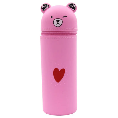 Kawaii Bear Silicone Pencil Case 🐻✨ | Cute & Portable Stationery Organizer with Large Capacity! 🎨✏️