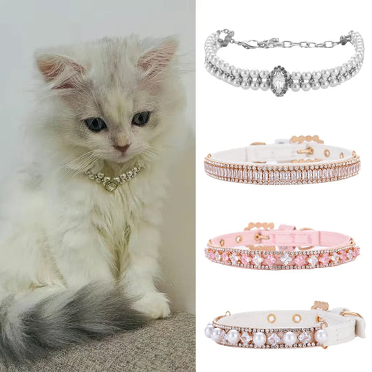 💖 Sparkling Pearl & Rhinestone Collar for Purr-fect Pets 🐾✨