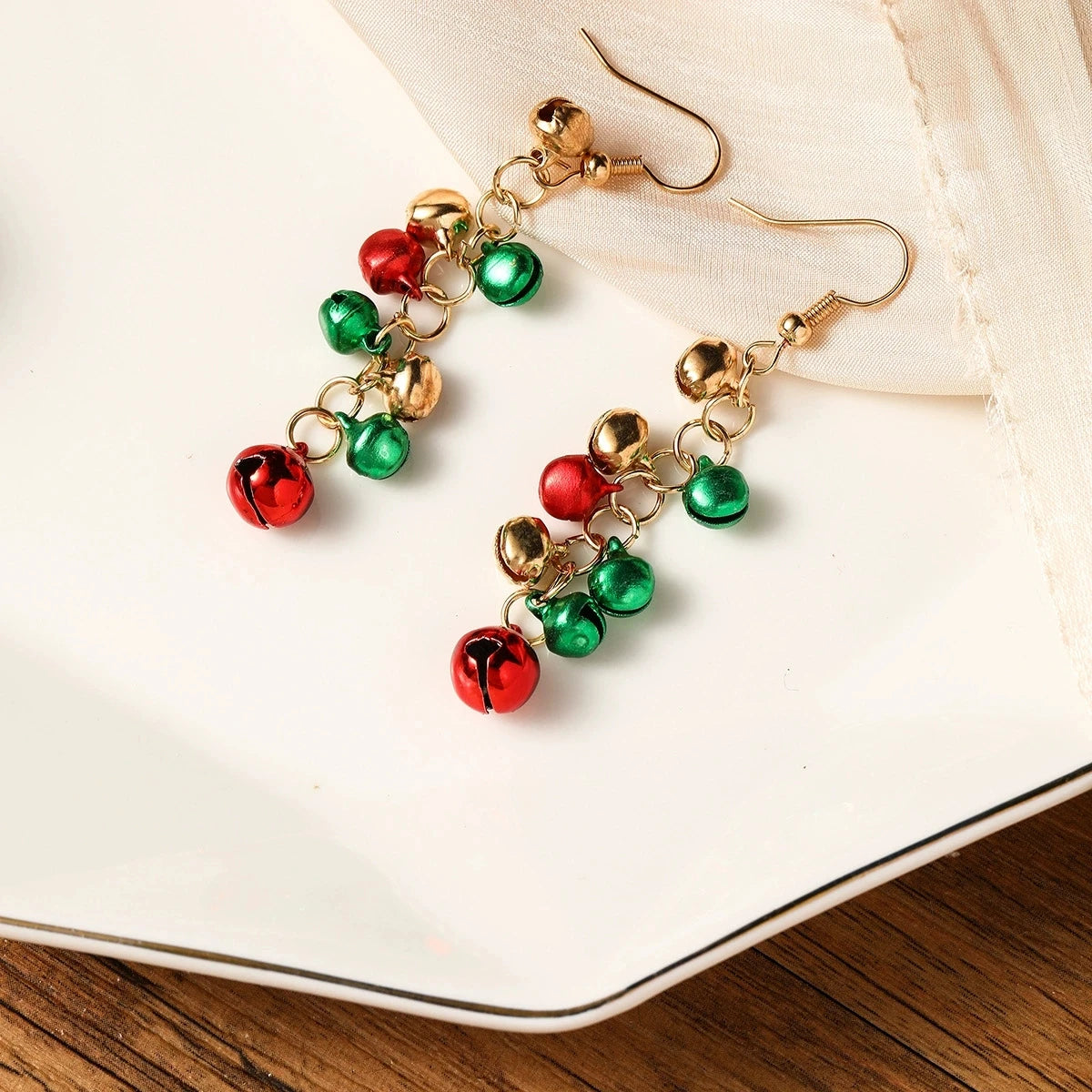 Snow Globe Bell Long Stud Earrings Christmas Red Green Holiday Jewelry 🎄❄️