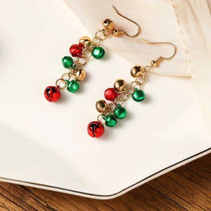 Snow Globe Bell Long Stud Earrings Christmas Red Green Holiday Jewelry 🎄❄️