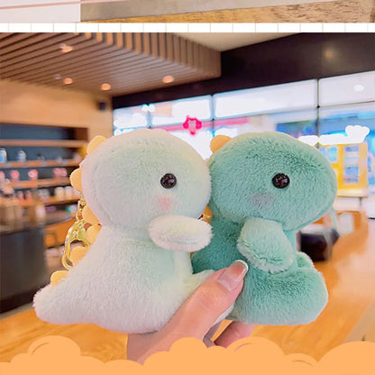 Pastel 12cm Dino Plush Keychain Pendant 🦕 Cute Portable Stuffed Doll Backpack 🎒