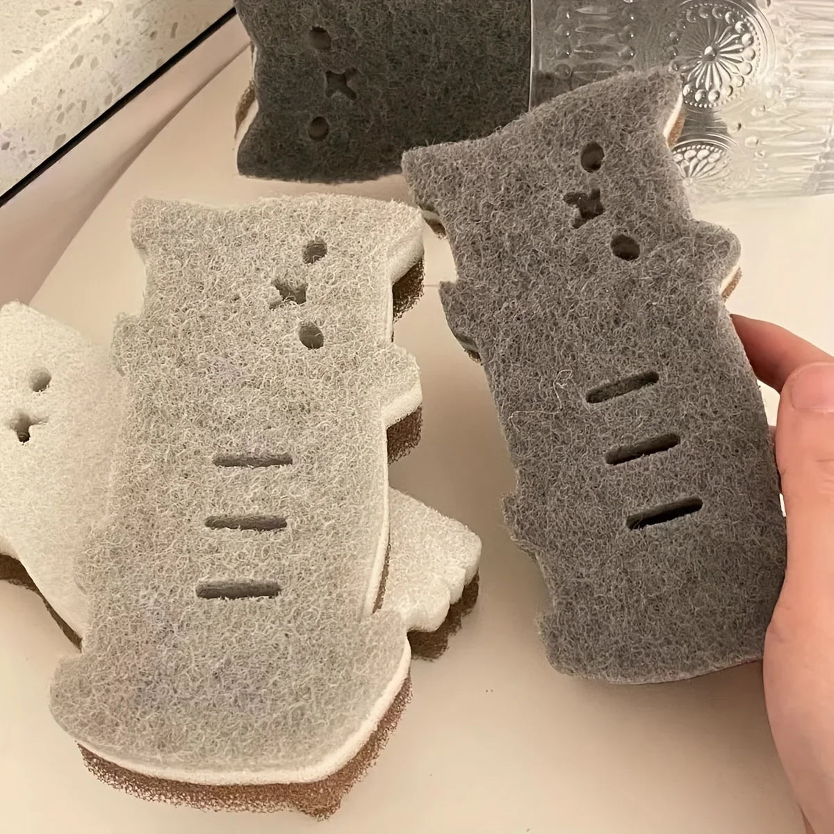 Adorable Kawaii Cat Sponge Set 🐱✨ - 4-Piece Dishwashing & Cleaning Delight!
