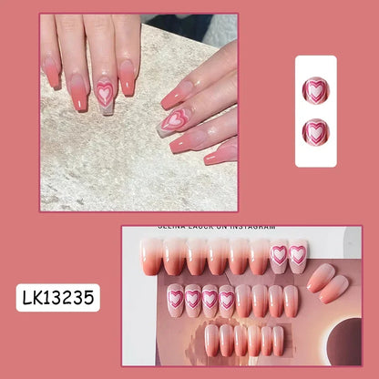 ✨ 24P Kawaii Rainbow Ballerina Press-On Nails 💅 - Adorable Full Cover Artificial Fake Nails for Creative Nail Art! 🌈