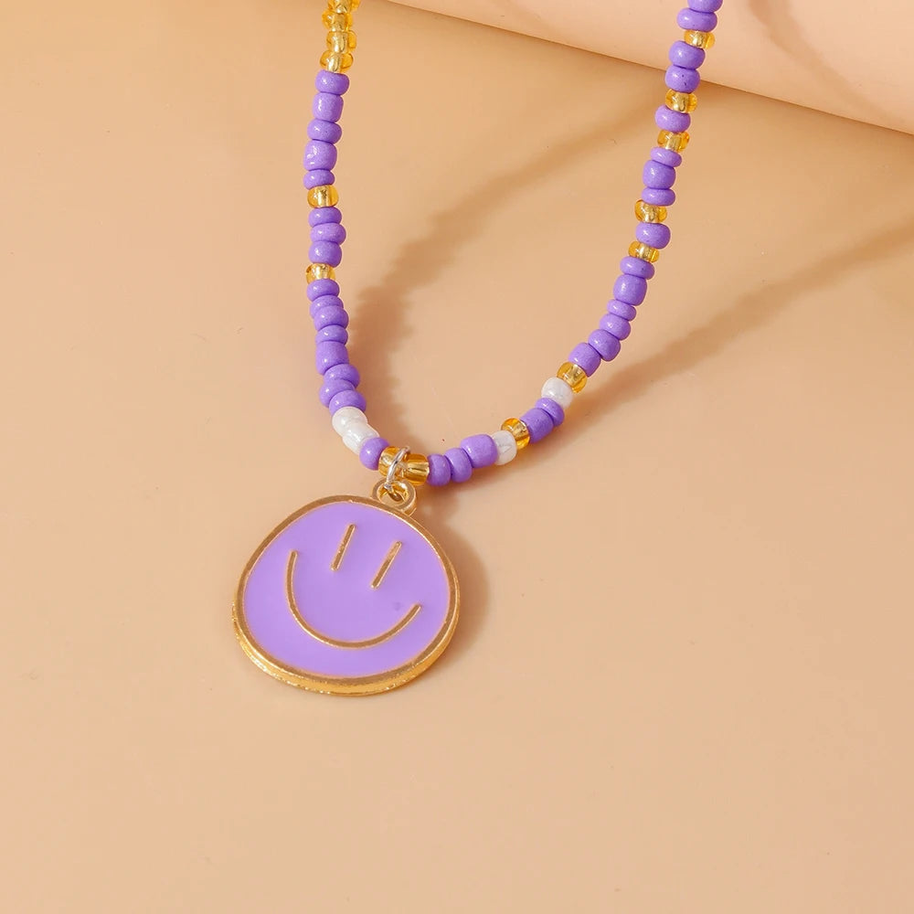 Kawaii Irregular Round Smile Face Necklace 🌈✨ - Perfect Gift for BFFs & Kids! 🎁💖