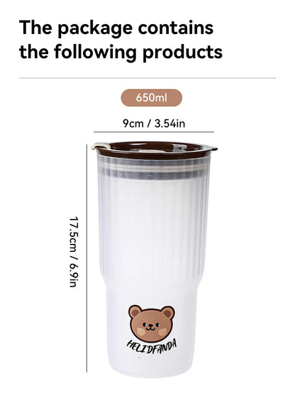 Kawaii 650ML Leak-Proof Coffee Mug ☕✨ - Adorable Portable Tumbler for Travel & Sports! 🌈💧