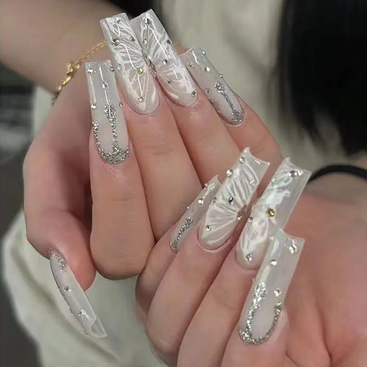 Kawaii Pink Bow Ballet Coffin Press-On Nails 🎀✨ - 24 Pcs Full Cover Magic!