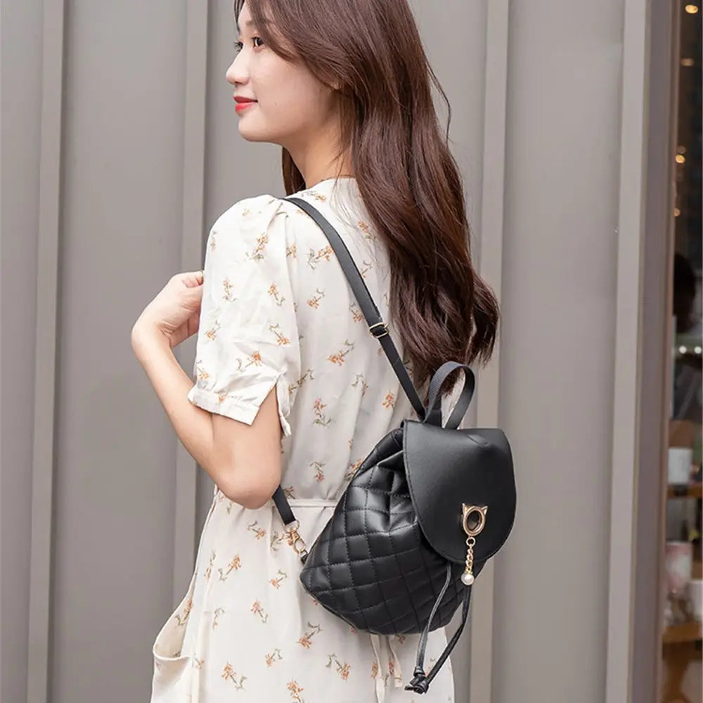 Kawaii Mini Backpack 🐾✨ | Adorable PU Leather Drawstring Bag for Girls 🎒💖 | Cute Casual Bookbag for Students 🌈