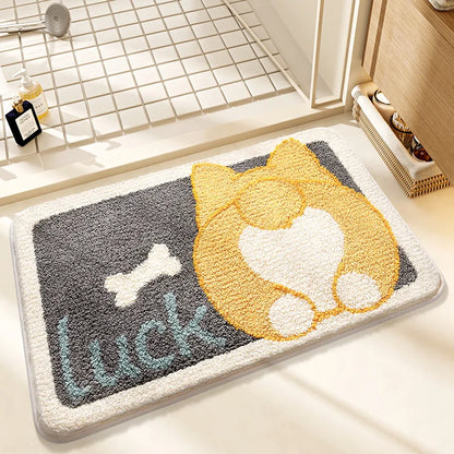 Kawaii Frog & Bear Plush Bath Mat 🐸🧸 | Non-Slip, Ultra-Absorbent Bathroom Rug for Cozy Decor! 🌟✨