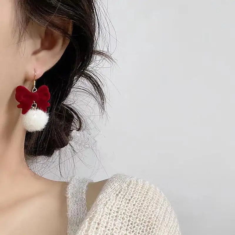 Charming Wine Red Bow Pearl Tassel Earrings 🎀🌟 | Kawaii 2024 Bridal Jewelry ✨