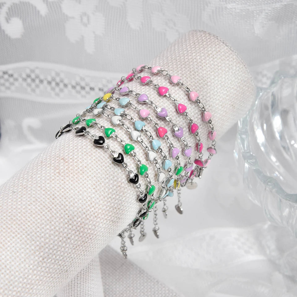 Charming Heart Shaped Chain Bracelet Stainless Steel 14K Plated Chic Jewelry For Women 💗💎✨