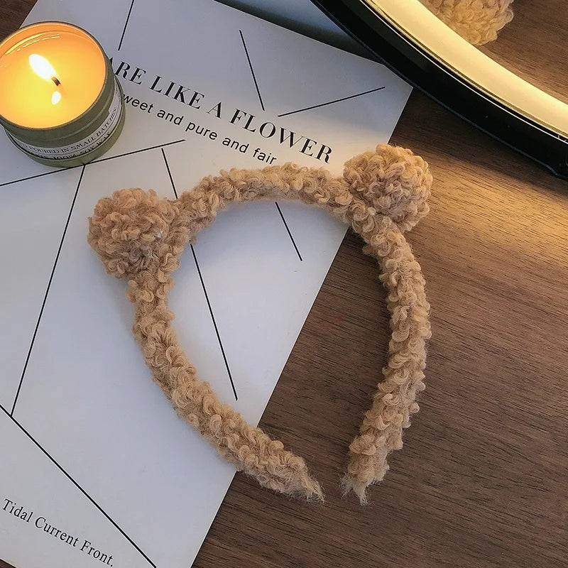 Kawaii Plush Bear Ear Headband 🐻✨ - Adorable Non-Slip Hair Accessory for Makeup & Daily Fun 💖🎀