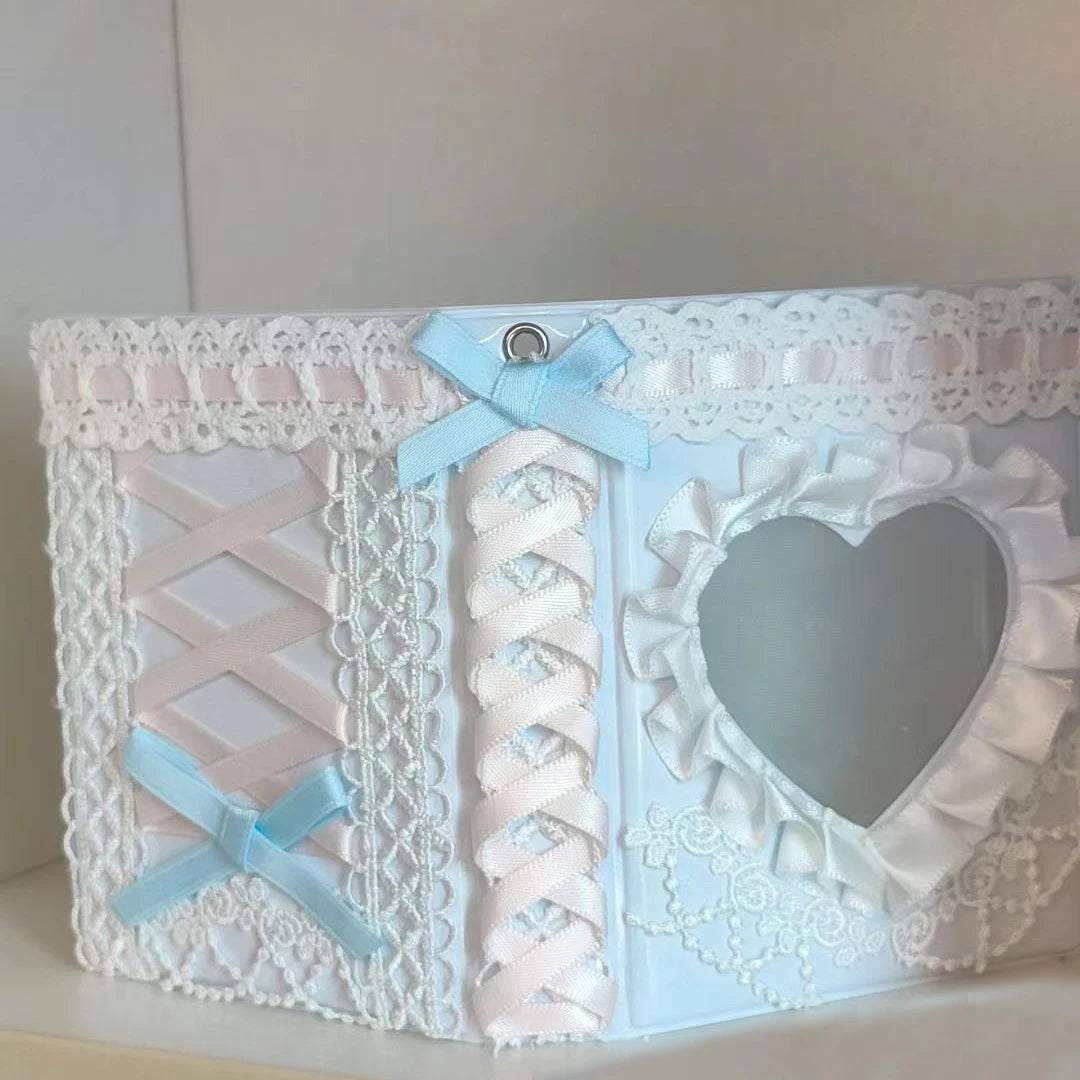 Pastel Kpop Photocard Binder With Ribbon Holder Keychain 🎀 Cute School Supplies