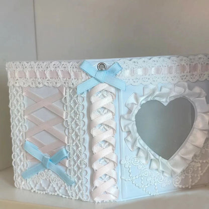 Pastel Kpop Photocard Binder With Ribbon Holder Keychain 🎀 Cute School Supplies