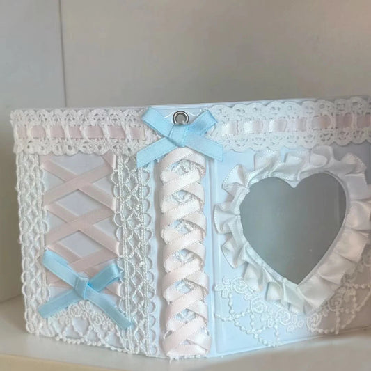 Pastel Kpop Photocard Binder With Ribbon Holder Keychain 🎀 Cute School Supplies