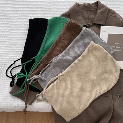 Knit Hooded Balaclava Beanie For Women Warm Winter Korean Style Drawstring 🐰