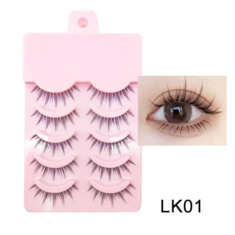 Pastel Little Devil Anime Lashes 5 Pairs Clear Band Full Strip For Natural Daily Manga Style Eyelashes 😈👁️✨