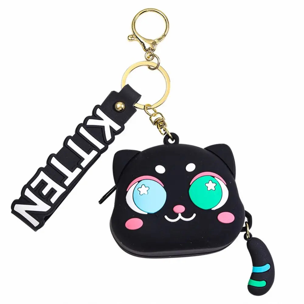 Kawaii Cat Silicone Coin Purse & Keychain - Adorable Mini Wallet for Kids and Women 🐾✨