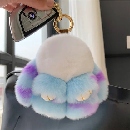Charming Plush Bunny Keychain 10cm With Fur Pom Pom Charm For Bags 🐰✨