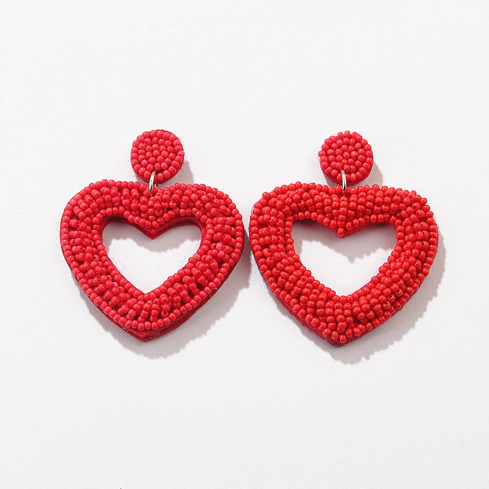 Kawaii Heart Dangle Earrings 💖✨ | Vintage Beaded Jewelry Gifts for Lovebirds 🌟💕