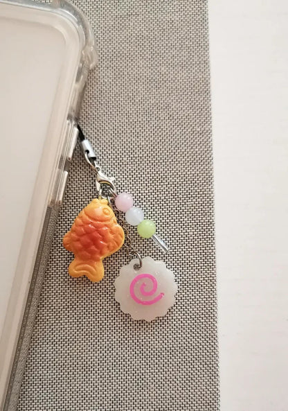 Japanese Street Food Charm Keychain Taiyaki Dango Narutomaki Delights 🐟🍡