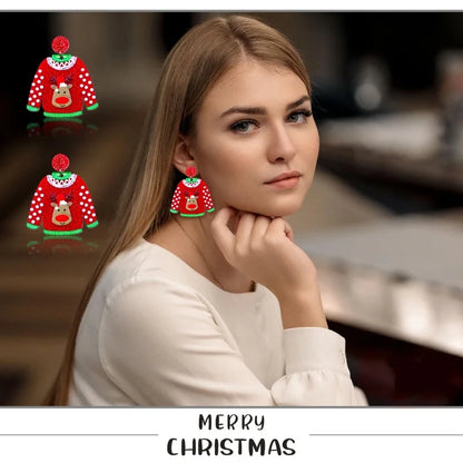 Cute Christmas Drop Earrings For Women With Glitter Acrylic Dangles 🎄✨ Gift
