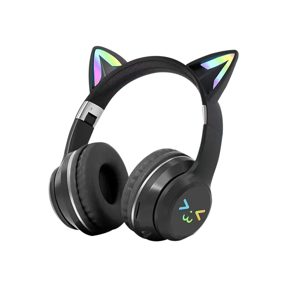 ✨ Kawaii Cat Ear Bluetooth Headphones 🎧 | RGB Glow Wireless Earphones for Kids & Teens 🎶 | Cute Stereo Sound & Mic 🐾