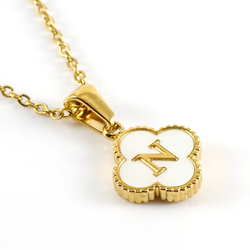 Charming Kawaii Stainless Steel Initial Necklace for Her 🌸✨ | Cute White Chain Jewelry - Perfect Valentine’s Day Gift! 💖