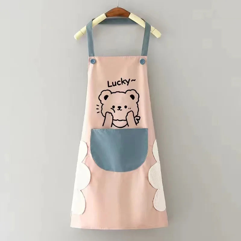 Cute Cartoon Apron for Couples Household Kitchen Catering Waterproof Sleeveless Home Cook Apron Cook Wear Smock - Pixie Quill