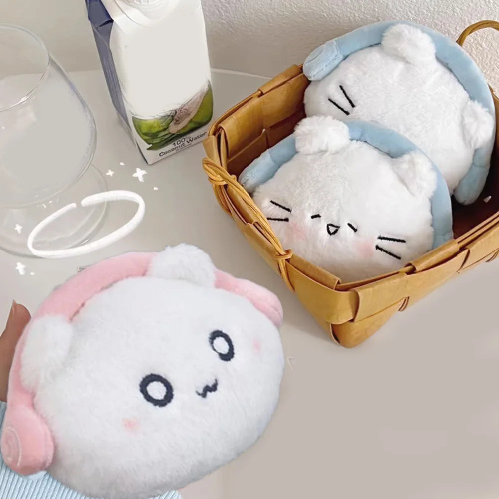 🐾 Adorable Mini Cat Plush Coin Wallet 🎀 Cute Storage for Keys & Headphones! 💖