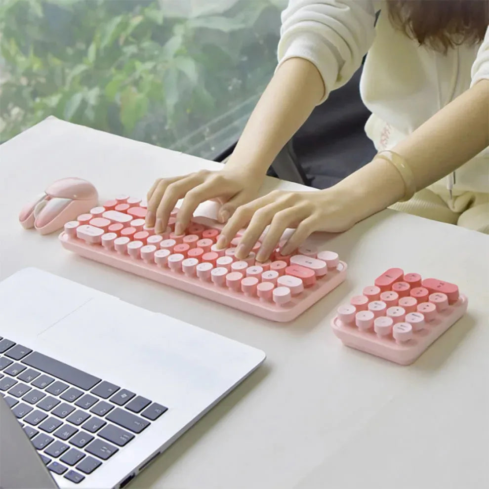 Cute & Colorful 3-in-1 Wireless Keyboard & Mouse Set 🎀✨ | Retro Kawaii Design for Desktop & Laptop 💖🖥️