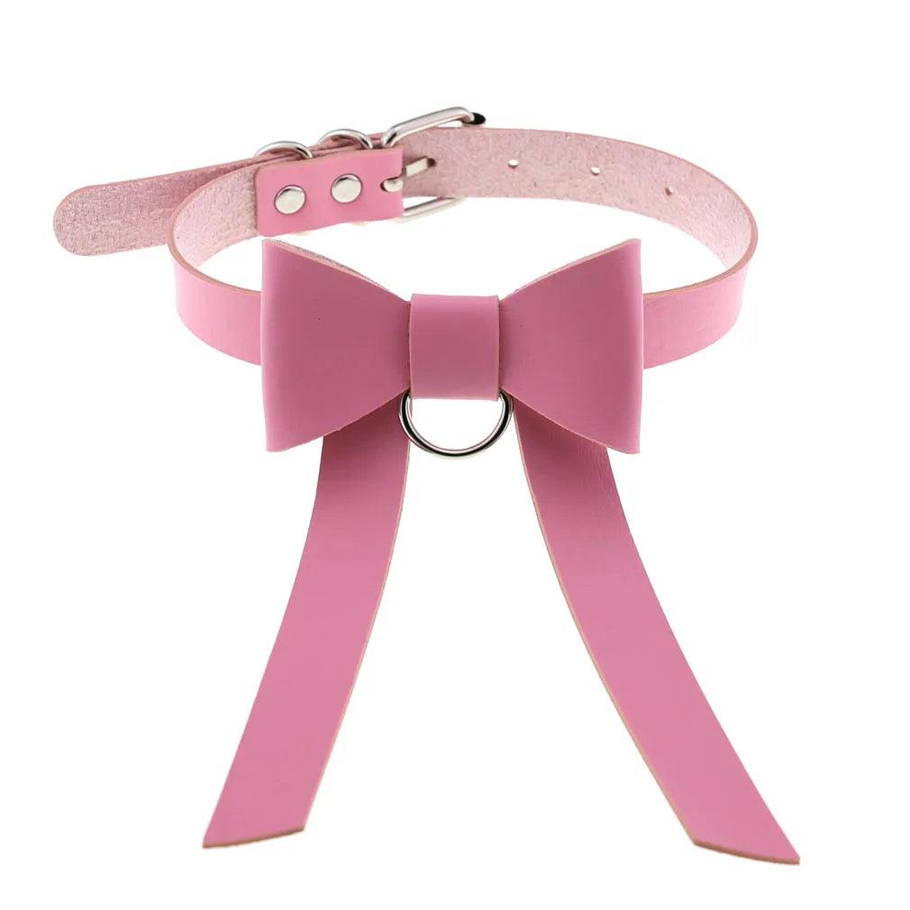 Pink Lace Leather Choker With Heart Pendant, Punk Gothic Style ✨💗