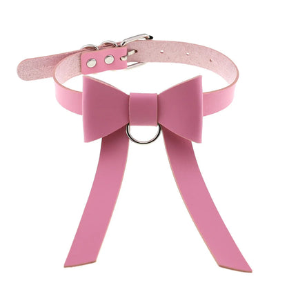 Pink Lace Leather Choker With Heart Pendant, Punk Gothic Style ✨💗